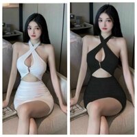 ĐẦM BODY TAY DÀI HỞ LƯNG DÁNG NGẮN HOẠ TIẾT ZICZAC ALOHASHOP91
