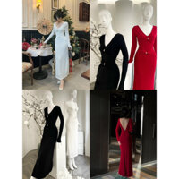 Đầm body tay dài khoen khoét lưng sang chảnh