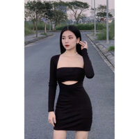 đầm body tay dài khoét eo áo ống tách rời