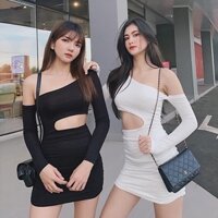Đầm body tay dài khoét eo sành điệu