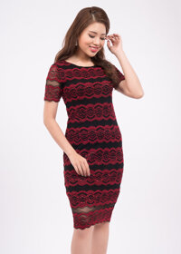 Đầm Body Tay Ngắn Sọc Ngang - Zerasy Fashion - MS 2019021 - Màu Đỏ Size XXL