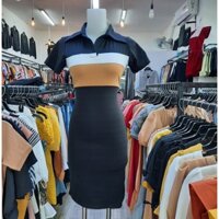 ĐẦM BODY THUN CỔ BẺ
