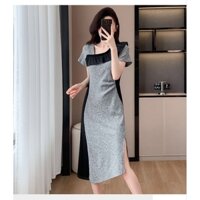 Đầm body thun cổ phối bèo siêu xinh