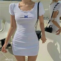 Đầm Body thun thêu bướm