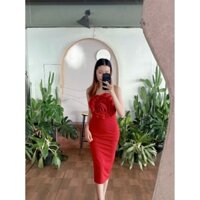 Đầm body tiệc thiết kế cúp ngực hoa hồng sang trọng