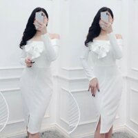 ĐẦM BODY TRỄ VAI NƠ XẺ ĐÙI