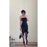 Đầm body tua rua màu đen với chất liệu thun 4 chiều dày dặn, co giãn tốt - Traka Clothing - Hàng mới về