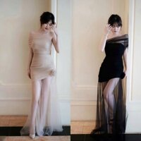 Đầm Body Tùng Lưới Trễ Vai Dự Tiệc Sang Trọng Mặc Nhiều Kiểu Phối Hoa Có Mút - meaclothes