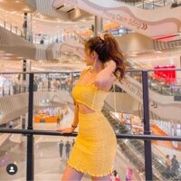 Đầm body vàng nhún