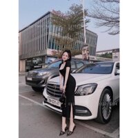 Đầm Body Xẻ Tà Cổ Vuông Xoắn Lưng