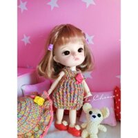 Đầm búp bê - Mẫu đầm bí len cầu vồng cho bjd 1:8, ming, mong, lati