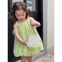 Đầm Cánh Bướm Ren Mềm Mại Xinh Xắn 2 Dây Cho Bé Gái