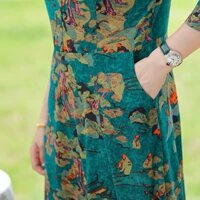 Đầm cao cấp , đầm trung niên tặng mẹ mẫu mới nhất năm nay - Xanh lá - 2XL