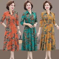 Đầm cao cấp , đầm trung niên tặng mẹ mẫu mới nhất năm nay - Xanh lá - 5XL