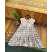 Đầm caro xòe cho bé gái phong cách Hàn quốc từ 12-40kg chất kate mềm mát