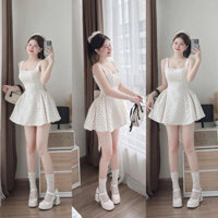 🍀👗ĐẦM CHẤM BI 2S CÚP NGỰC NƠ LƯNG