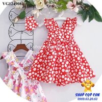 Đầm chấm bi hở lung kèm khẩu trang cho bé từ 7kg đến 16kg