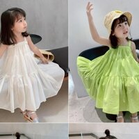 Đầm Chất Liệu Vải Cotton Dễ Thương Xinh Xắn Thời Trang Hàn Quốc Cho Bé (Hàng quảng châu)