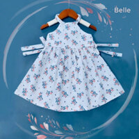Đầm cho bé gái BELLA yếm hở lưng cột eo sau, chất thô cotton thoáng mát