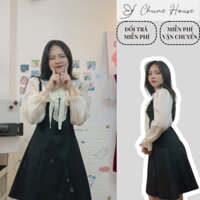 Đầm Chữ A Phối Cổ Voan - Váy Bèo Tay Bo Tiểu Thư