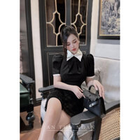 Đầm Cổ Đức Tay Bồng , Đầm Thiết Kế Hai Lớp Có Ép Mùng Cao Cấp Nữ l1