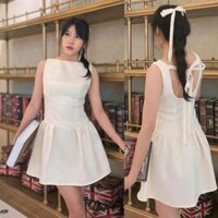 Đầm cổ thuyền cộc tay dáng xoè ngắn kem L6 - Orimi Nữ Women Nữ Women Dress Màu Trắng