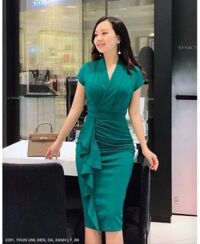 ĐẦM CỔ TIM CHÉO TAY NGẮN DÚN TỪ EO XUỐNG LAI - 2351