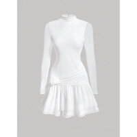 Đầm cổ tròn kết hoa