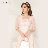 Đầm cổ U phối bèo GUMAC DA902