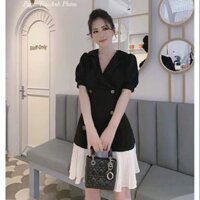 Đầm cổ vest phối bèo lai vừa thanh lịch vừa dịu dàng nữ tính