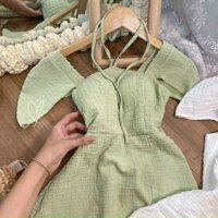 Đầm Cổ Vuông Cột Dây Yếm Thanh Lý