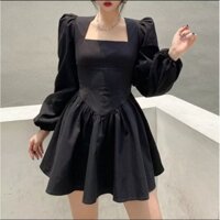 Đầm cổ vuông tay phồng Taobao