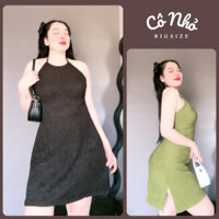 Đầm Cổ Yếm Bigsize Nữ Xẻ Tà Hai Bên Đầm Đi Biển Mùa Hè Cá Tính Vải Xốp Nhật Mềm Nhẹ G84