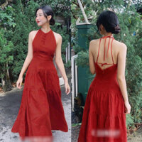 Đầm Cổ Yếm Dây Lưng ( Ảnh Thật Trải Sàn )