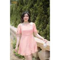 Đầm cổ yếm tay giọt lệ buộc nơ BIGSIZE (55kg đến 95kg) - 23YD26 - [BU Bigsize Young]