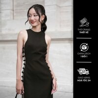 Đầm cổ yếm xẻ tà, đầm thun dài sát nách, đầm AnyShape body ôm dáng không tay chết cotton cao cấp mặc đi chơi, đi tiệc