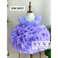 ĐẦM CÔNG CHÚA BÉ GÁI BYWI, MẪU HOA TÍM 3D - DBG0035