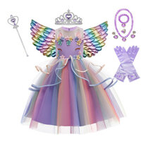 Đầm Công Chúa Bé Gái Sinh Nhật Pony Pony Trang Phục Cầu Vồng Đầm Trẻ Em Kỳ Lân Quần Áo Cánh Nhiều Màu Sắc