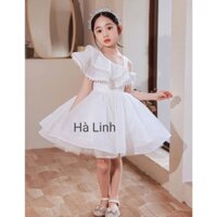 Đầm công chúa bé gái, váy bèo vai chéo cho bé.