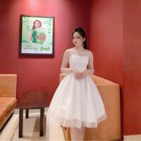 Đầm công chúa cao cấp màu trắng MS02 có video - tặng kèm 50g bột phèn chua chưng cất trị mùi hôi nách