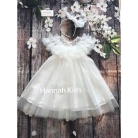 Đầm Công Chúa Cho Bé, Đầm Dự Tiệc Sinh Nhật Cho Bé - Đầm Thiên Thần Trắng Cho Bé HANNAH KIDS