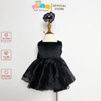 Đầm công chúa cho bé gái 6kg đến 13kg Nina Kids Boutique Váy đi tiệc Thôi nôi cho bé Màu Đen Kèm bớm tóc