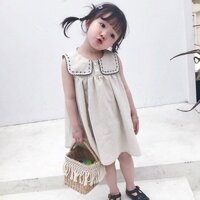 Đầm công chúa cổ áo búp bê lớn kiểu Hàn Quốc thời trang mùa hè thoải mái cho bé gái