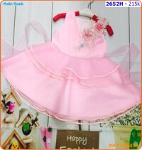 Đầm công chúa kết hoa kim tuyến trước ngực lấp lánh cho bé