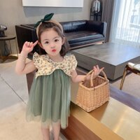 Đầm công chúa làm từ vải Chiffon mong in họa tiết hoa đáng yêu dành cho bé gái