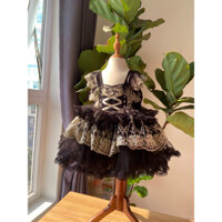 Đầm công chúa lolita đen tay ren cánh tiên