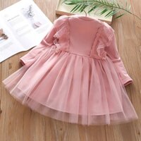 Đầm công chúa màu hồng dễ thương bé gái HAPPY BABY - Váy đầm voan xòe phối ren thời trang cho bé 20-25kg