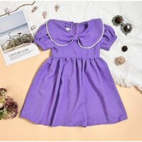 Đầm Công Chúa Ngắn Tay Cho Bé, Đầm Tiểu Thư Cho Bé, Đầm Tím Hoa Cà Cho Bé, Váy Đầm Công Chua Bé Gái 1-8 Tuổi