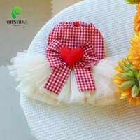 Đầm công chúa ORNOOU, Đầm cổ tích ren cho chó mèo Váy cưới, Nơ lớn dễ thương Váy thú cưng Organza mềm cho chó mèo