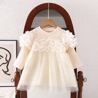 Đầm công chúa phối ren dễ thương bé gái HAPPY BABY - Váy đầm voan xòe thời trang cho bé 13-18kg